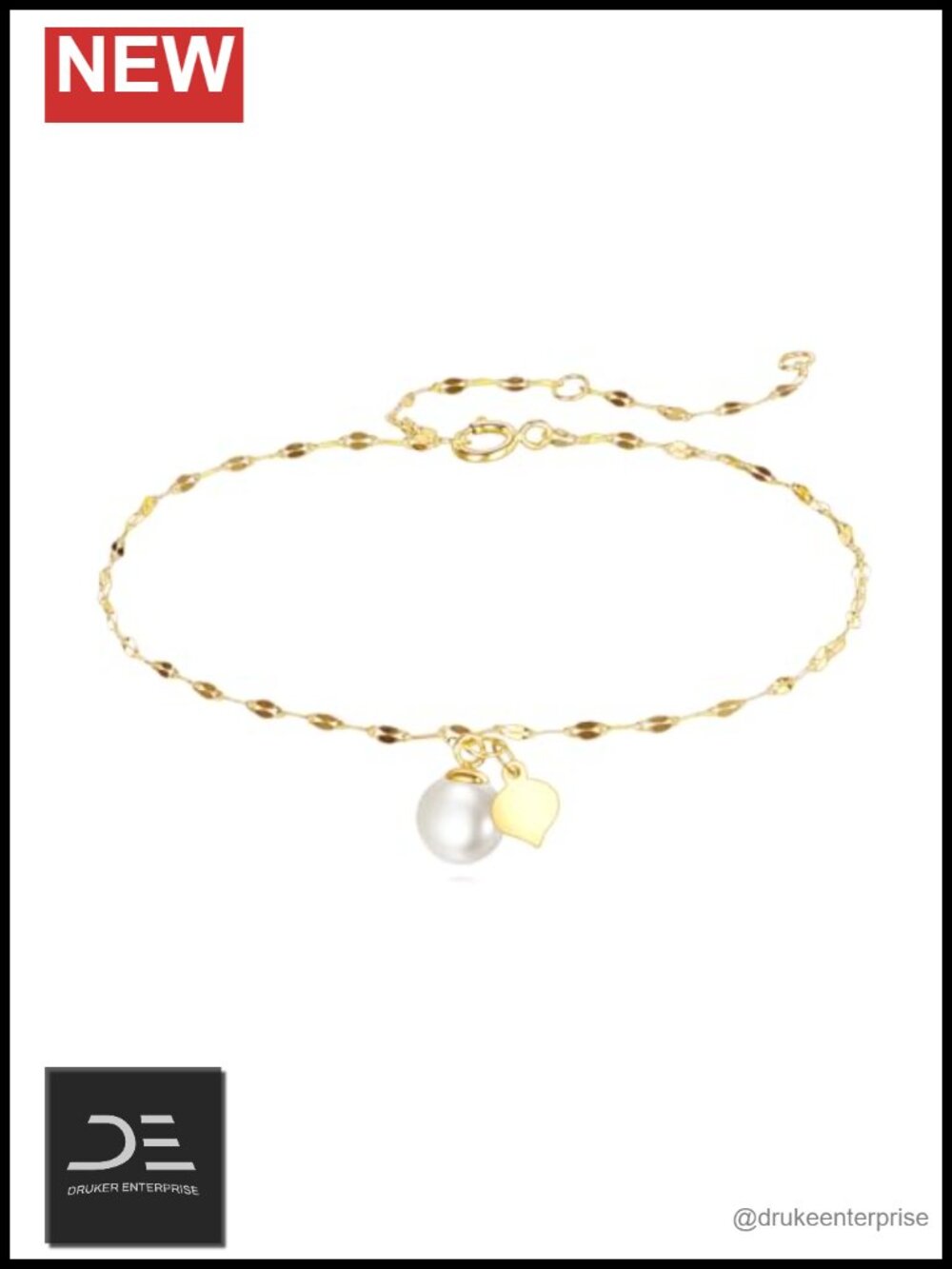 14K Gold Pearl Lip Chain Bracelet Freshwater Pearl Link Charm Bracelet Gift